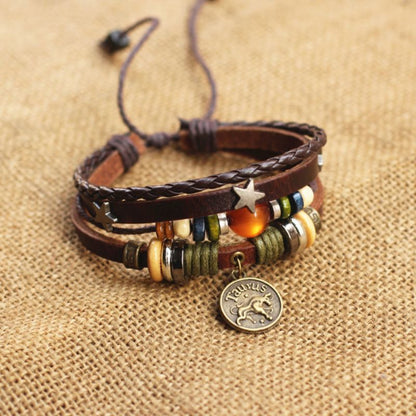Vintage Zodiac Leather Bracelet Collection
