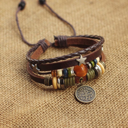 Vintage Zodiac Leather Bracelet Collection