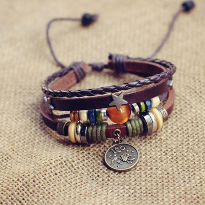 Vintage Zodiac Leather Bracelet Collection